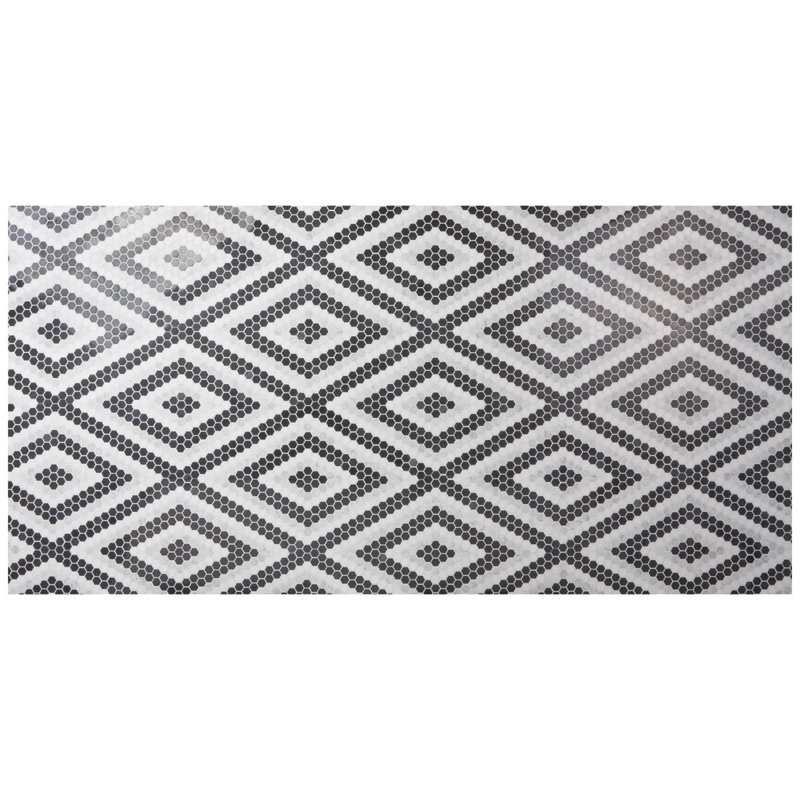 Juno 1" Diamond Hexagon Polished Marble Mosaic, Black/White