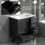 Grand meuble-lavabo en MDF noir de style transitionnel parfait pour un décor de salle de bain élégant