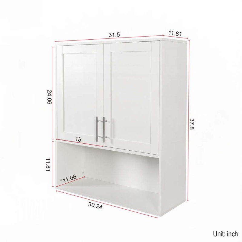 Bathroom Mirror Cabinet - Two Door Wall Cabinet Bathroom Vanity Mirror Cabinet with Facial Tissues Slot and Multifunctional Storage Area