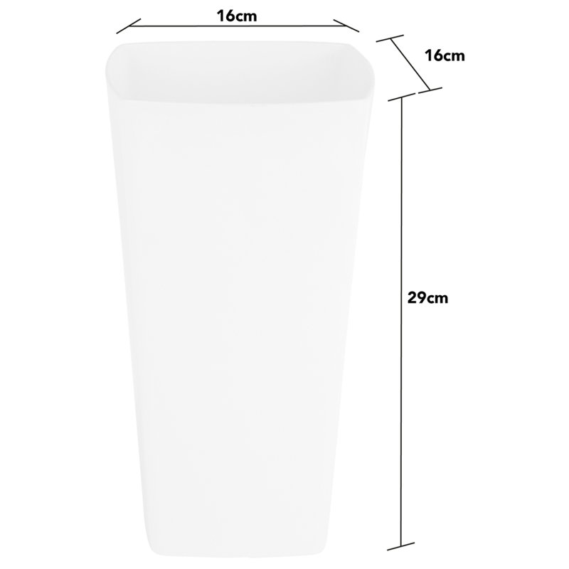 Wham Studio Square Planter Cover, White, 29cm H x 16cm W x 16cm D