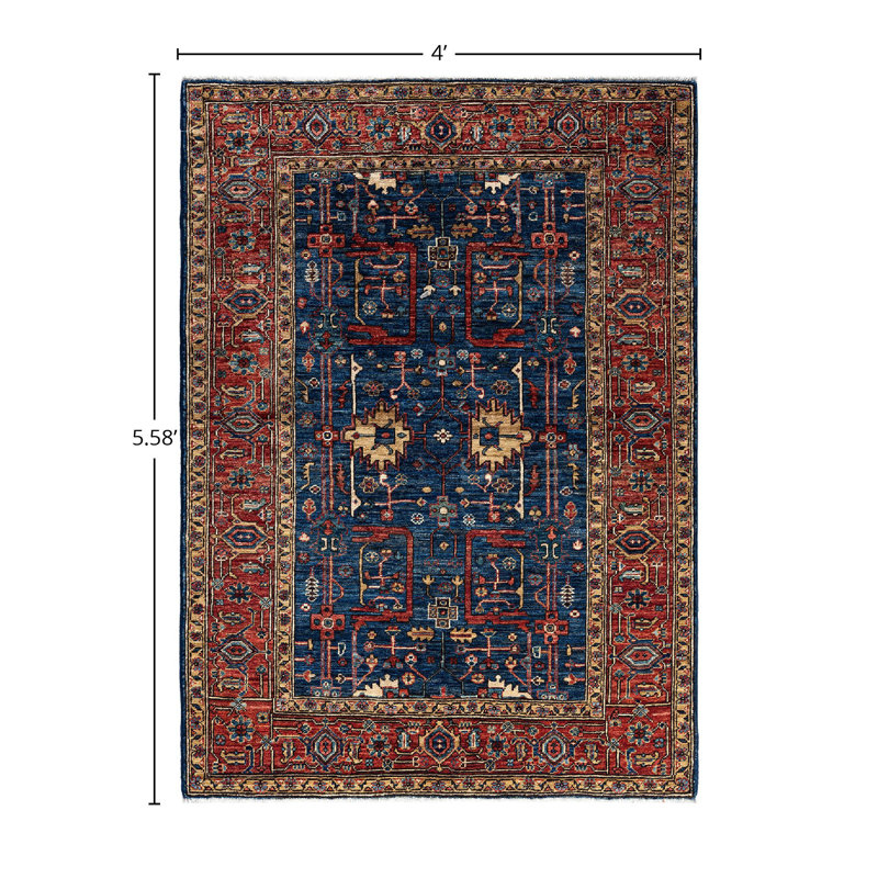 Demontra One-of-a-Kind Rectangle 4' X 5'7" New Age Wool Area Rug Blue