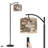 Arc Floor Lamp Vintage Botanical Standing Lamp with Adjustable Lampshade Remote LED  3 Color Temperatures Dimmable Tall Pole Lamp with Foot Switch for Bedroom