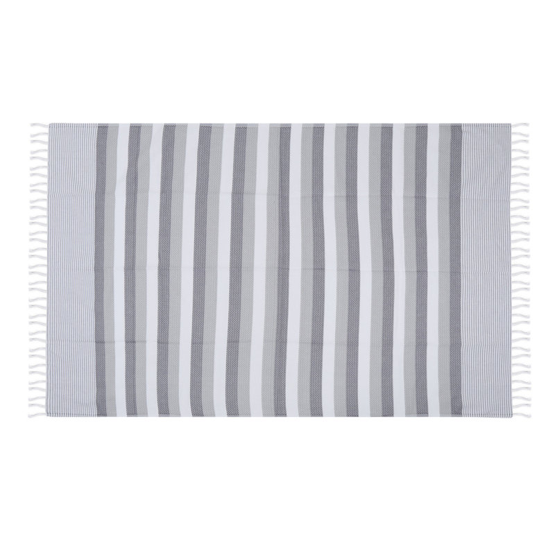 Serviette de plage 100% coton Eldridge, Gris / blanc
