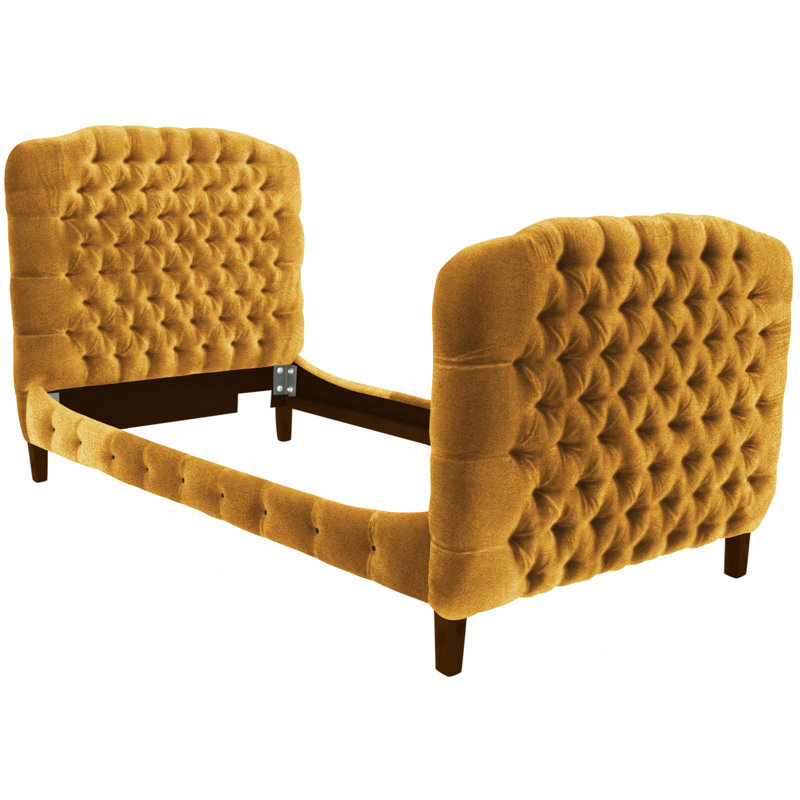 Upholstered Bed, Performance Twill Natural, French Dark Chocolate
