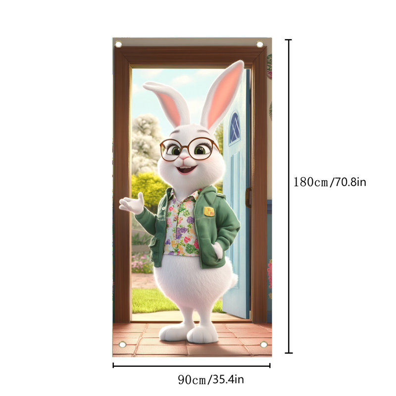 Décoration de Pâques, couverture de Pâques, œufs de Pâques, bannière de porte de lapin 70,8 x 35,4 po