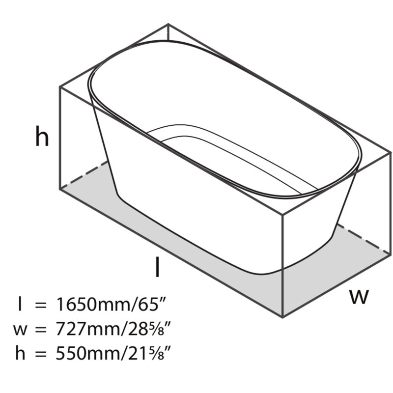 Vetralla 65" x 28" Freestanding Soaking Bathtub, Gloss White