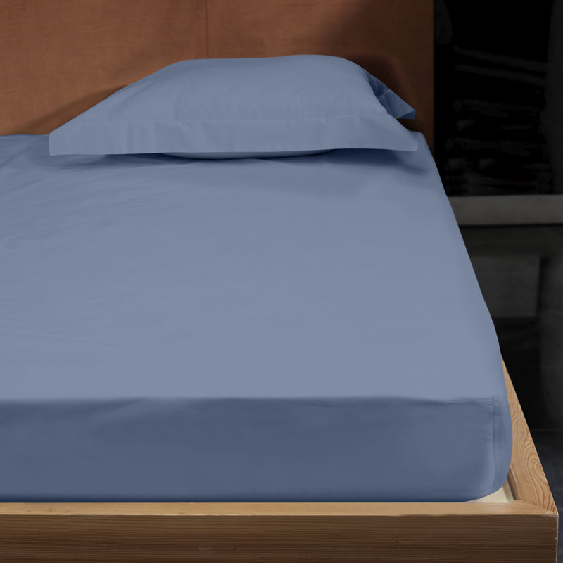 Raffaello Sateen Fitted Sheet, Queen Fitted Sheet, Air Force Blue