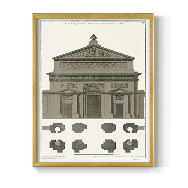 Buildings & Facades II Framed Print - Solid Wood, Gold, 14" H x 11" W