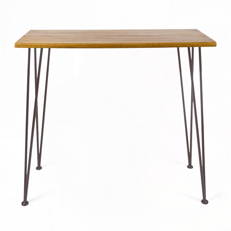Outdoor Wood and Metal Bar Table