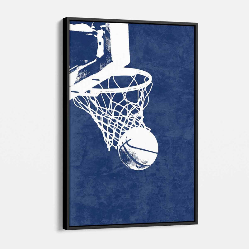 Hanselka, basketball bleu sur toile, impression, H 16 po x l 12 po, Cadre noir