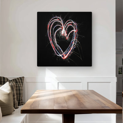 Red & Blue Fireworks Heart | American Holidays Metal Print