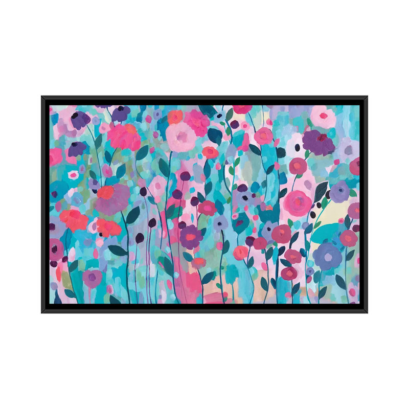 « joy-joy », impression sur toile, H 32 po x l 48 po x P 1,5 po, Toile avec cadre noir, Pas de tapis