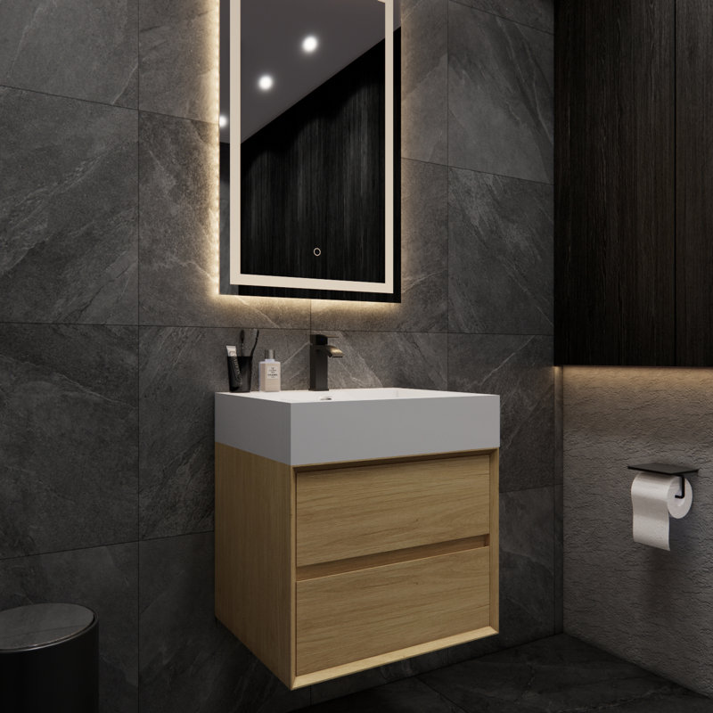 Meuble-lavabo simple 24 po Albizu, Brun