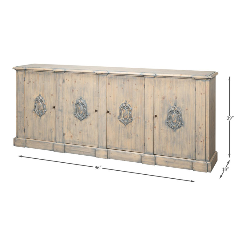 Crested 96'' W Solid Wood Sideboard, Carmine Legno Tranparent