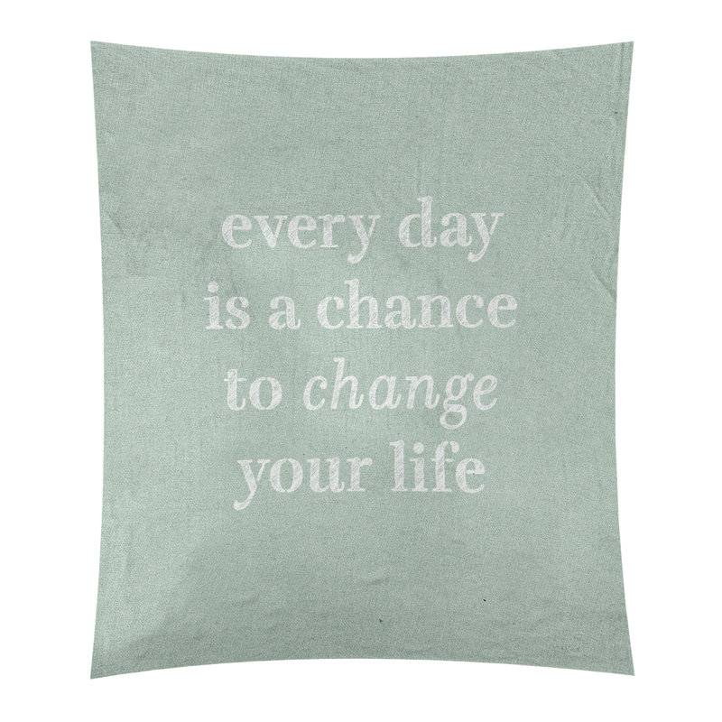 Tapisserie en polyester changer votre citation vie, H 27,5 po x l 37,5 po, Vert / blanc