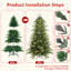 Arbre de Noël en PVC + PE avec 450 lumières UL blanc chaud - 2856 pointes, branches articulées, aiguilles réalistes, support en métal robuste, assemblage facile-208303645-208303643