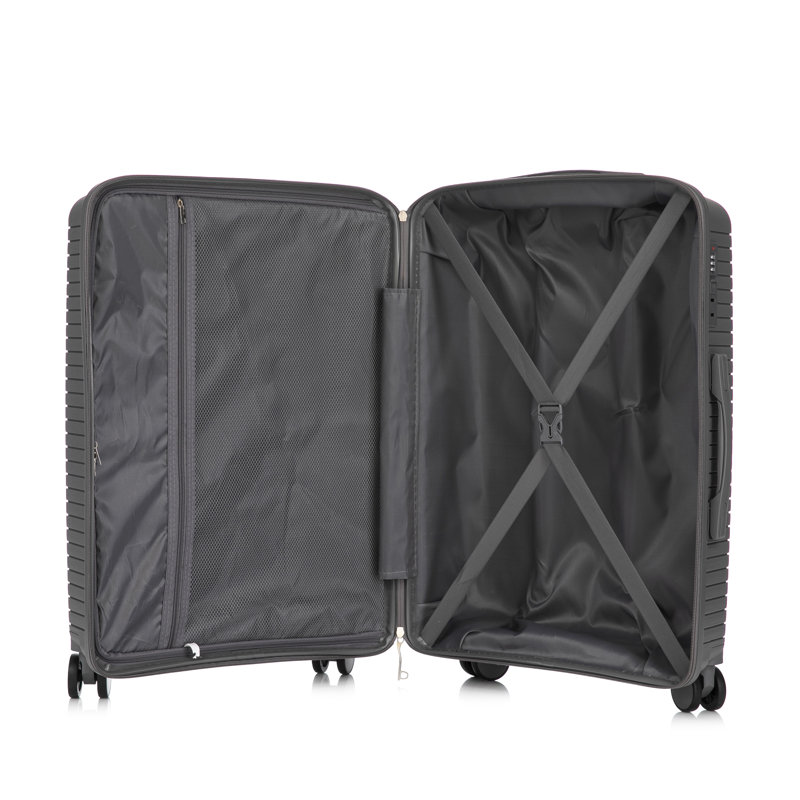 Ensemble de 3 valises en polypropylène de qualité supérieure avec roulettes - 20 po / 24 po / 28 po gris argenté