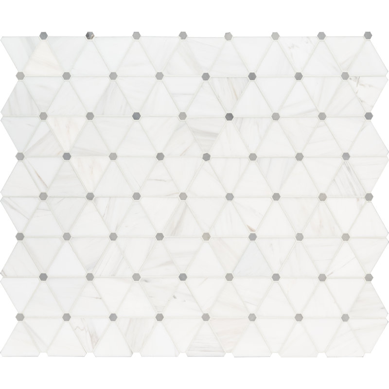 Calabria Frost Pinwheel 12 in. x 14 in. Polished Marble Mosaic Floor and Wall Tile