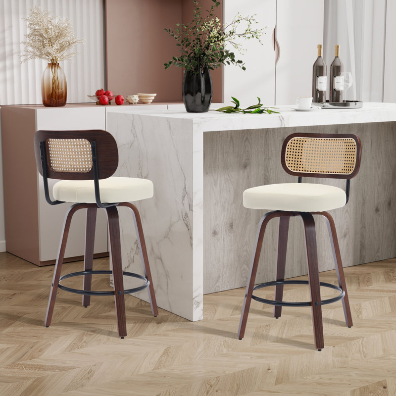 Tabourets de bar rembourrés, Beige, 2