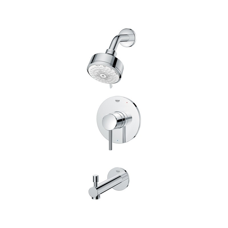 Concetto™ Tub & Shower Faucet with Rough-in Valve, Grohe Chrome