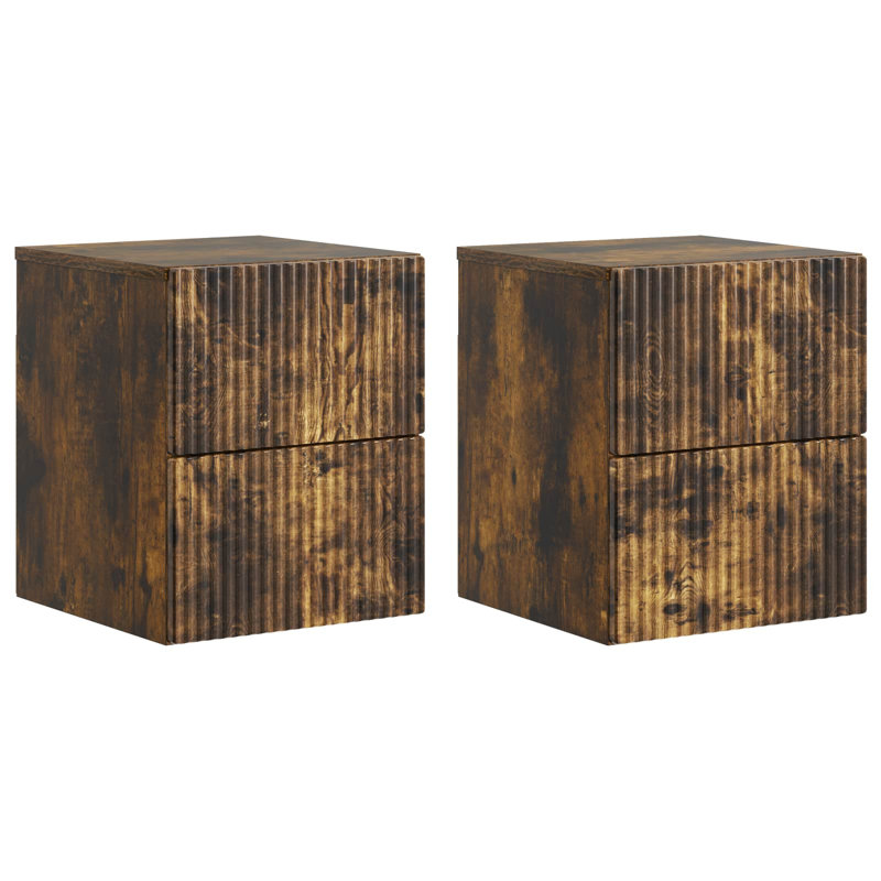 33cm W Manufactured Wood Bedside Table, Smoked Oak