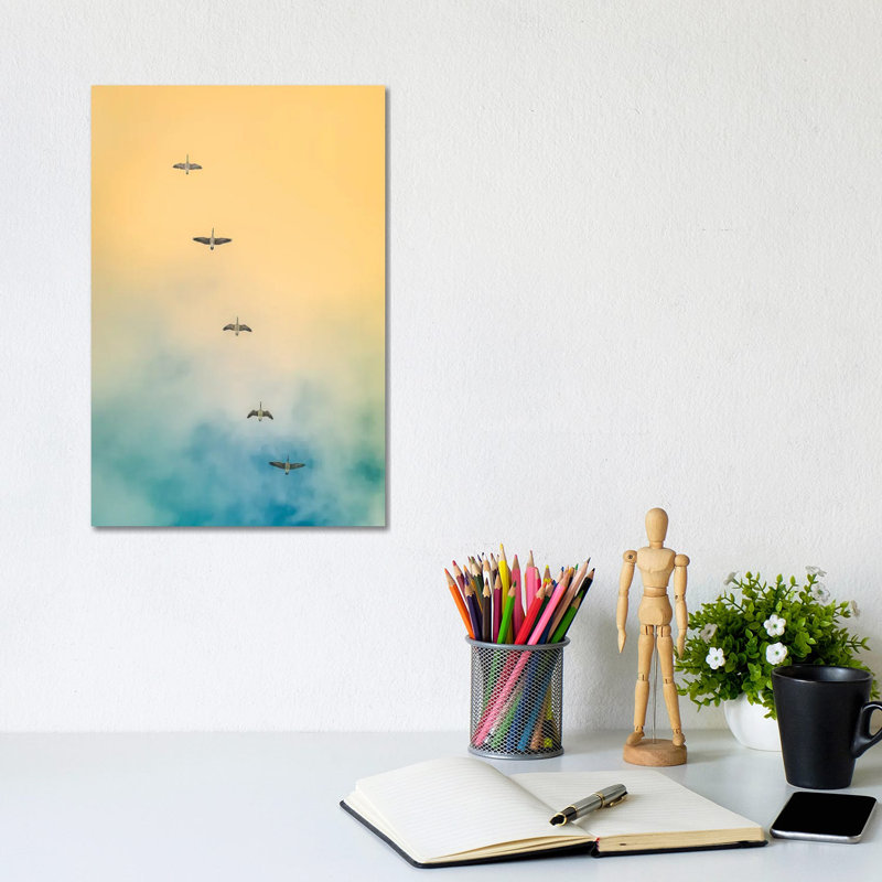 Geese In The Sky by Nik Rave - Wrapped Canvas Gallery-Wrapped Canvas Giclée, 20.32 cm H x 30.48 cm W
