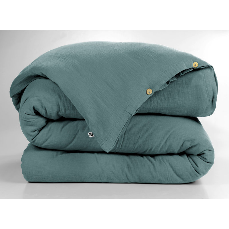 Knopp Cotton Solid Colour Duvet Cover, Blue, Super King Duvet Cover