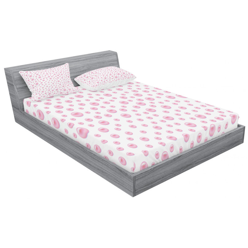 Microfiber Polka Dots Sheet Set, Queen Sheet Set with Fitted Sheet