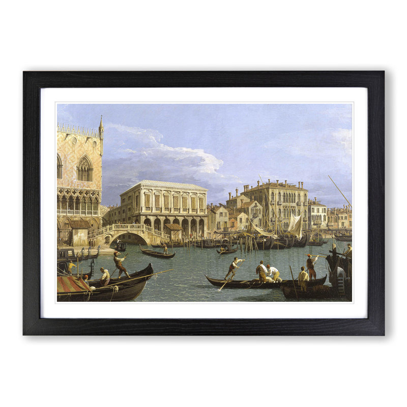 Riva Degli Schiavoni in Venice by Giovanni Canaletto - Framed Print, 27cm H x 36cm W x 2cm D, Black Framed