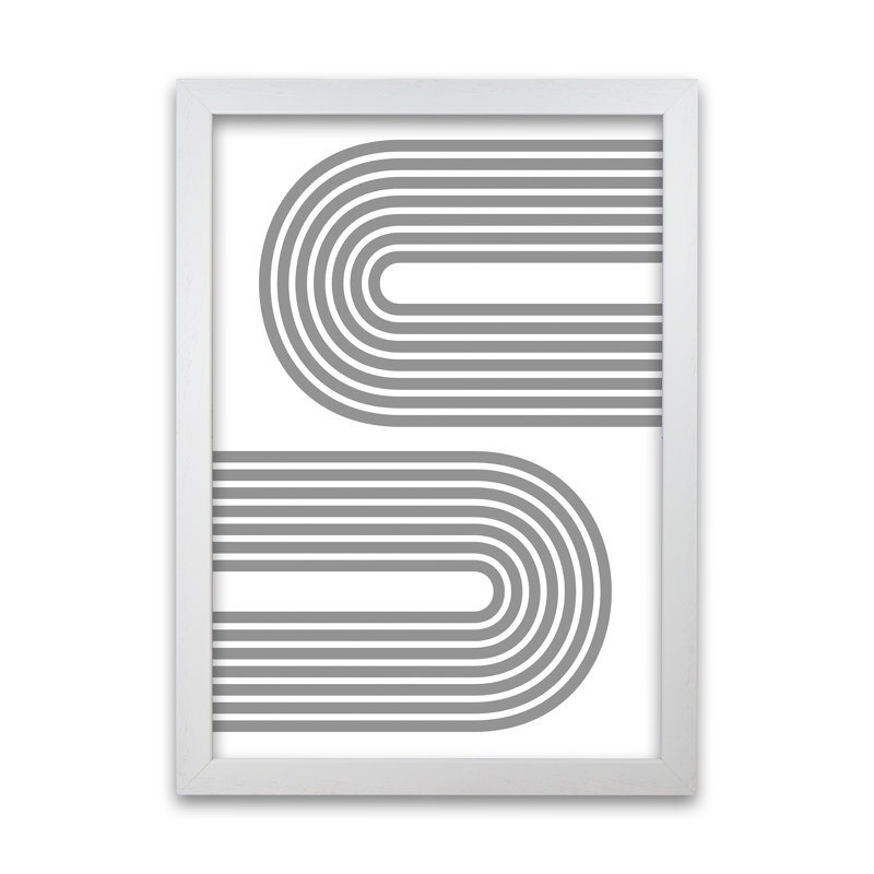Two Modern Grey Rainbow Original - Print, White Frame, 59cm H x 42cm W x 3cm D