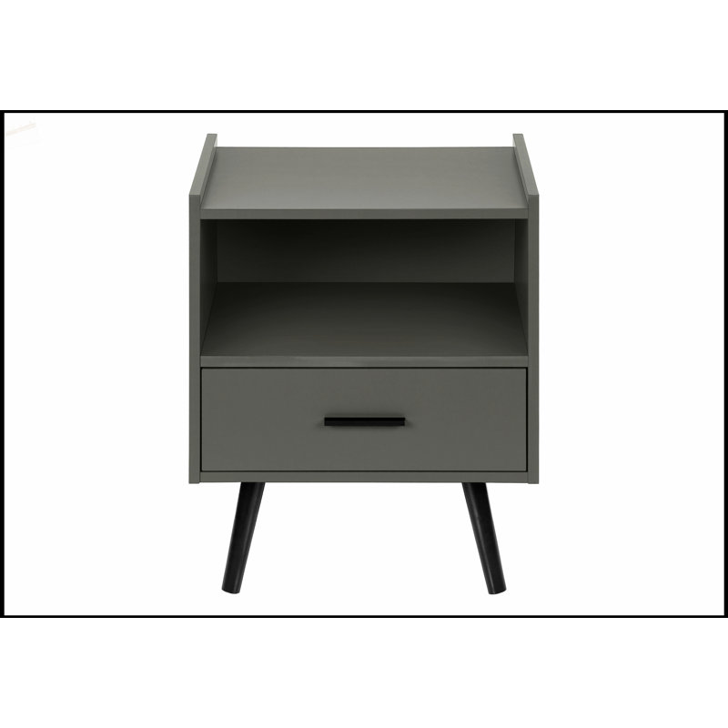 Table d'appoint moderne en stratifié gris avec tiroir de rangement, parfaite pour la chambre à coucher et le salon, Gray