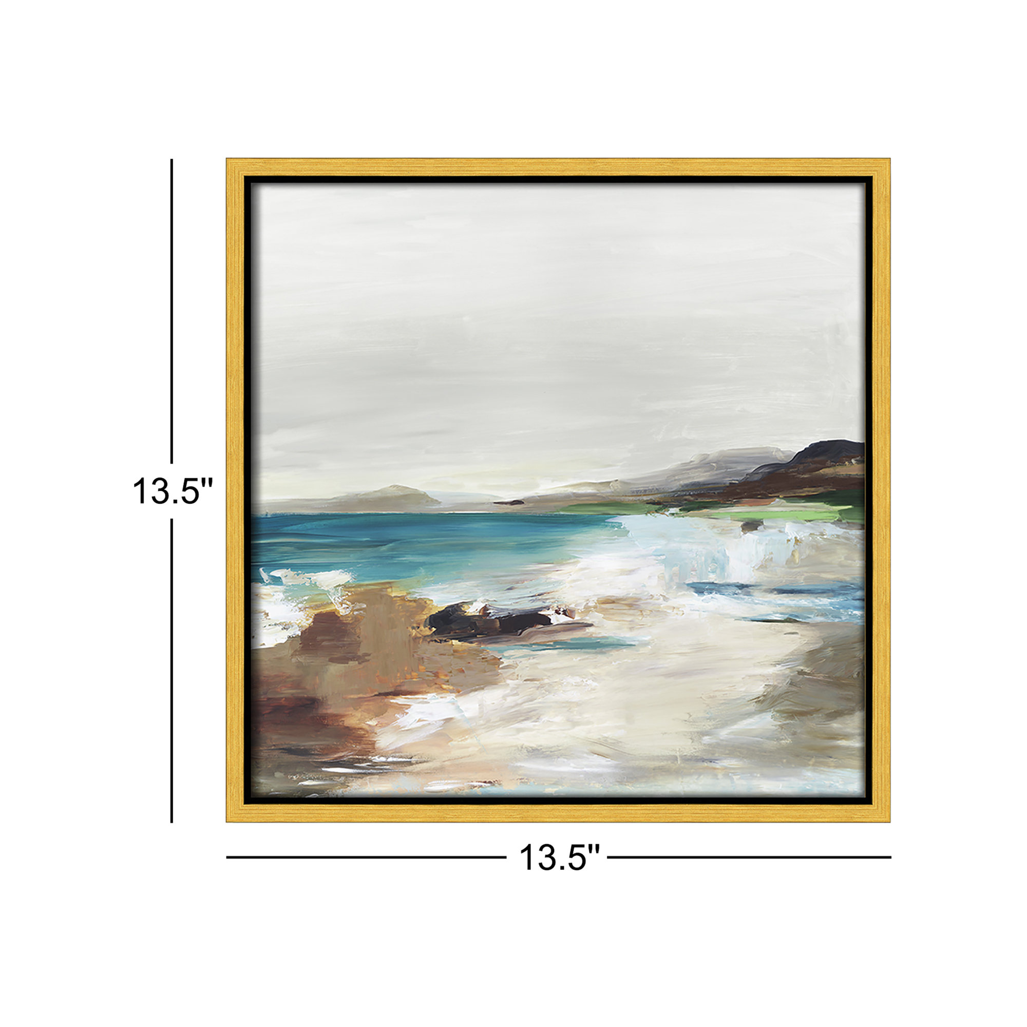Calm Lake II by Allison Pearce - Floater Frame Print on Canvas, Gold Framed, 13.5" H x 13.5" W