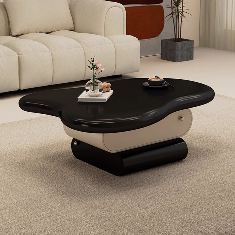 Table basse à piédestal avec rangement, Noir, H 14,2 po x L 39,4 po x l 23,6 po