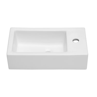 Lavabo de salle de bain mural rectangulaire en céramique avec trou pour robinet L 18 po x l 10 po