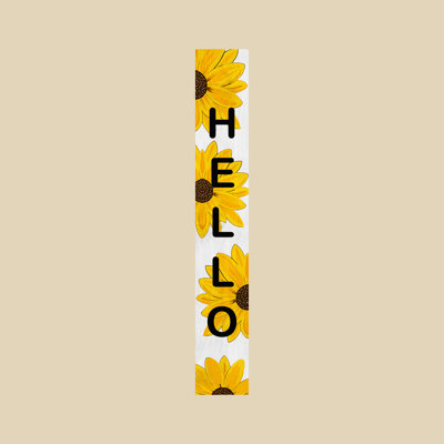 Sunflower Hello Porch Leaner, 59" x 7.25"
