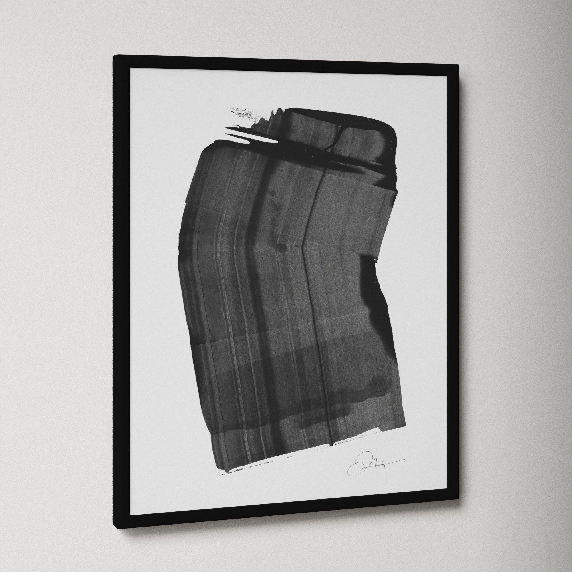 Brushstroke 1 by Jacques Pilon, 25" H x 20" W x 1.25" D, Black