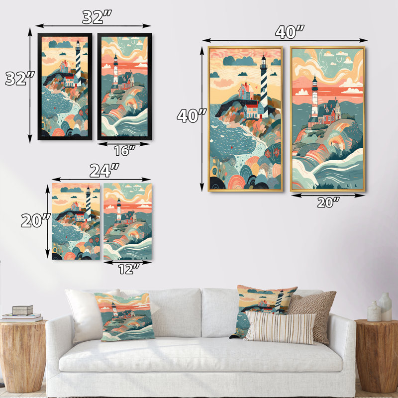 «Phare côtier», 2 pièces sur toile, Toile tendue, H 20 po x l 24 po