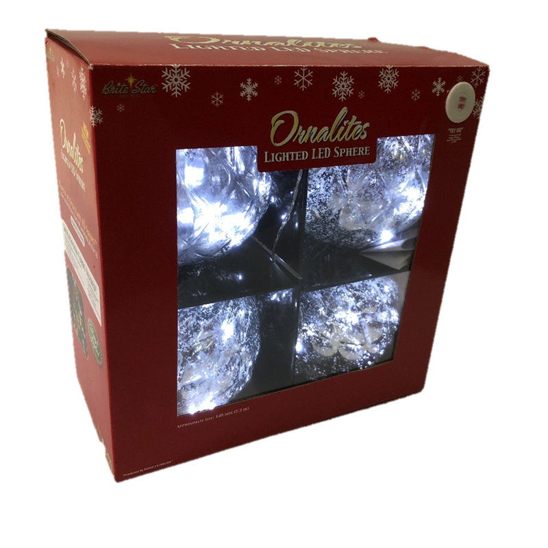 Boules de Noël sphériques à piles, Argent