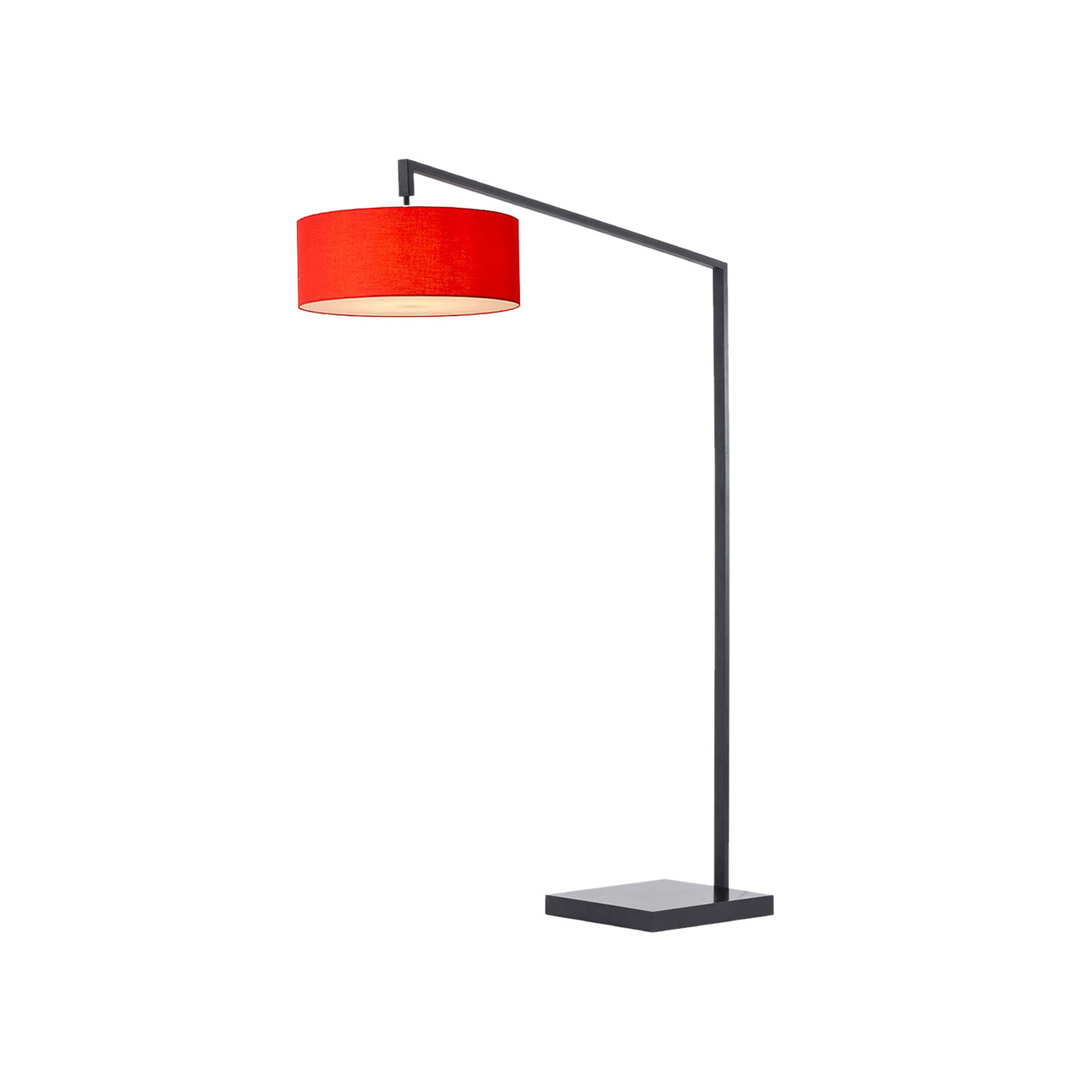 Stretch 75"H 1-Light Chairside Arc Lamp, Linen Shade & Body, Dimmable, for Living Room or Bedroom, Crimson Red