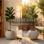 Jardinière circulaire en oxyde de magnésium avec trous de drainage, convient aux jardins et patios, beige
