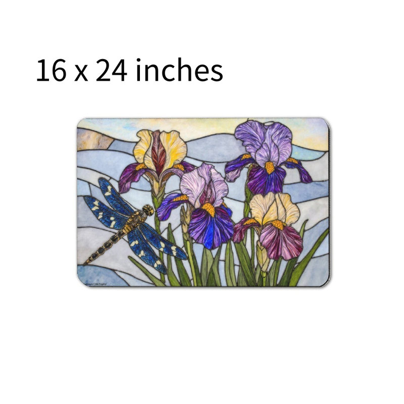 Tapis de bain vitrail iris, 16 x 24 po, Floral mauve
