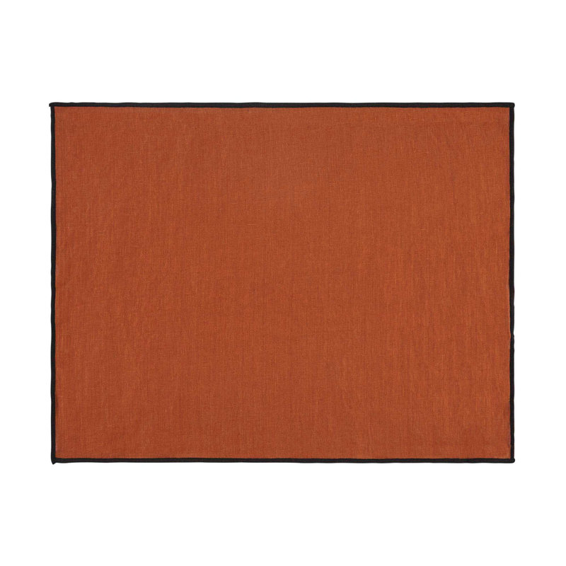 Carlina Linen Solid Colour Rectangle Placemat, Brown/Black