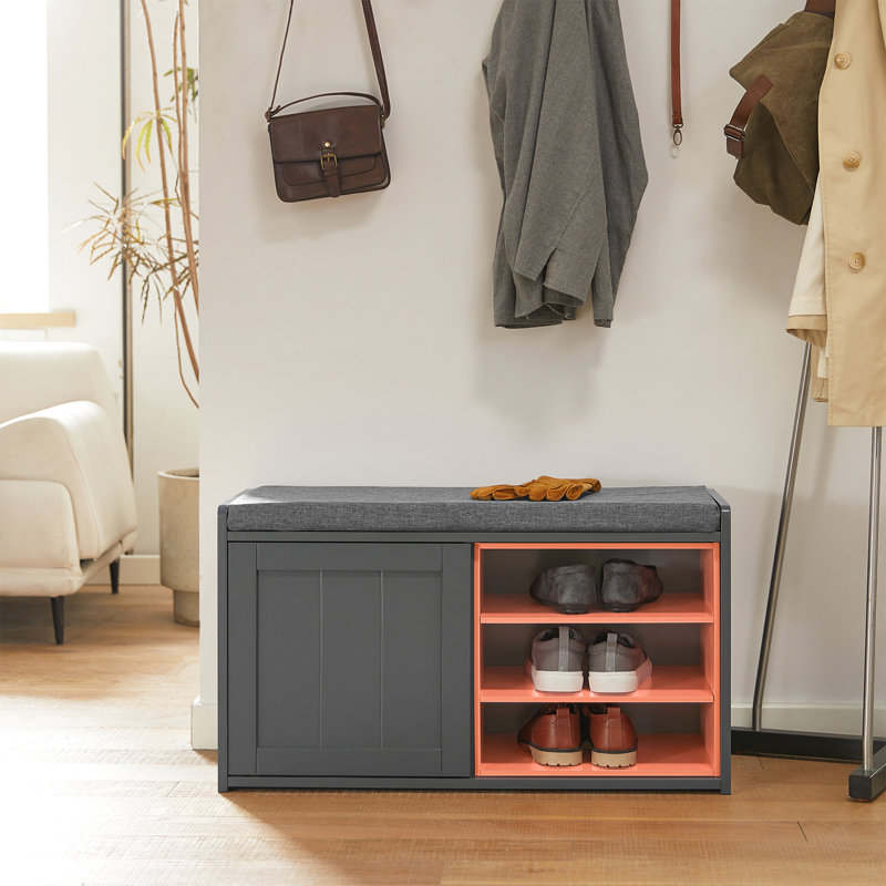 5 Pair Shoe Bench, Grey/Orange