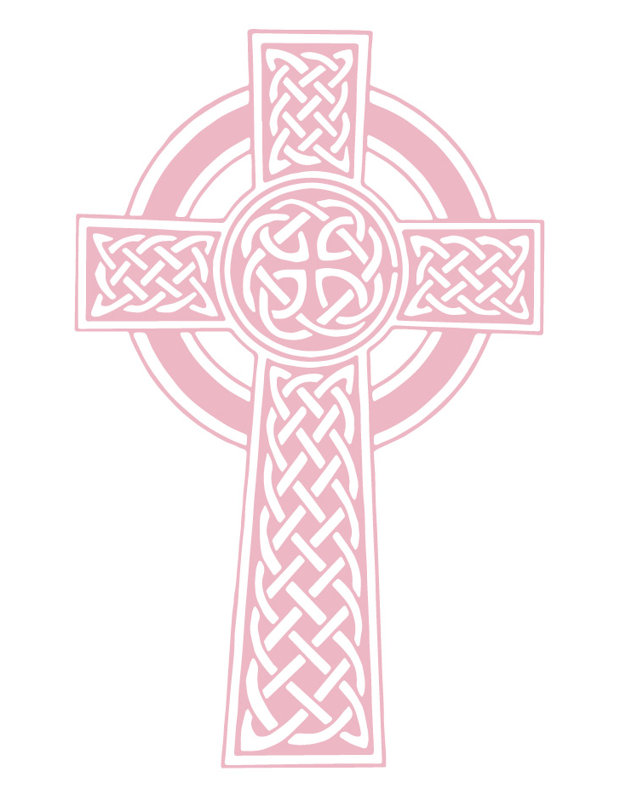 Décalcomanie murale croisée nœud celtique, Rose œillet, H 35 po x l 22 po x P 0,01 po