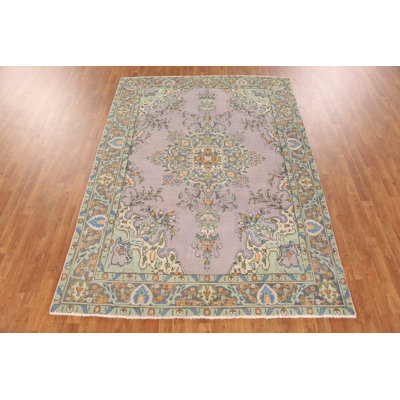 Tapis traditionnel en laine mauve clair 7 x 9