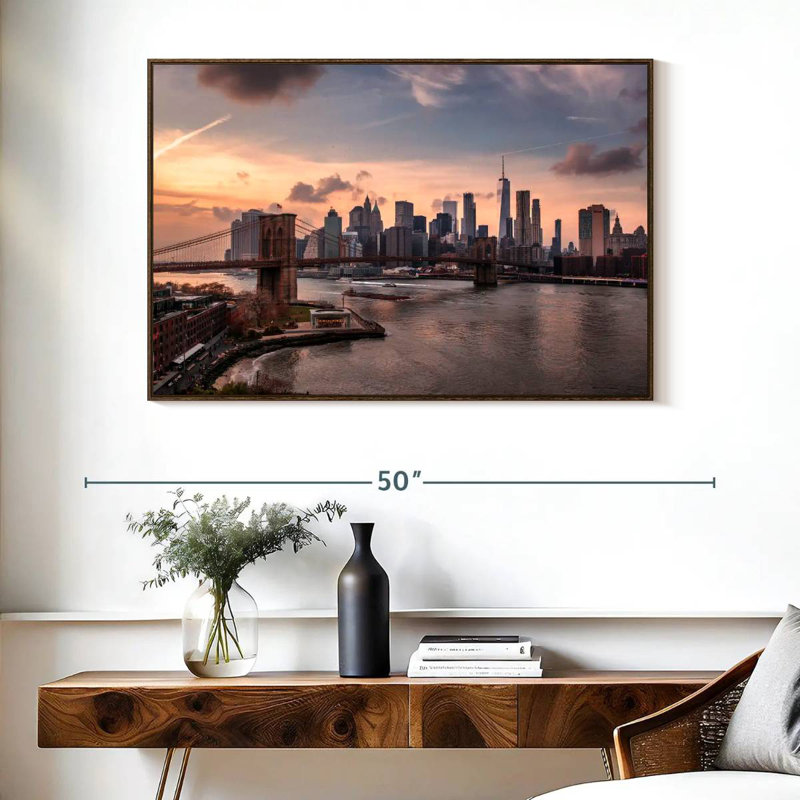 Brooklyn Dusk, Cadre flottant noyer, 40 po x 27 po
