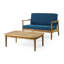 Ensemble de conversation d'extérieur en bois de teck brun Willowbrook 4 pièces avec coussins sarcelle foncé