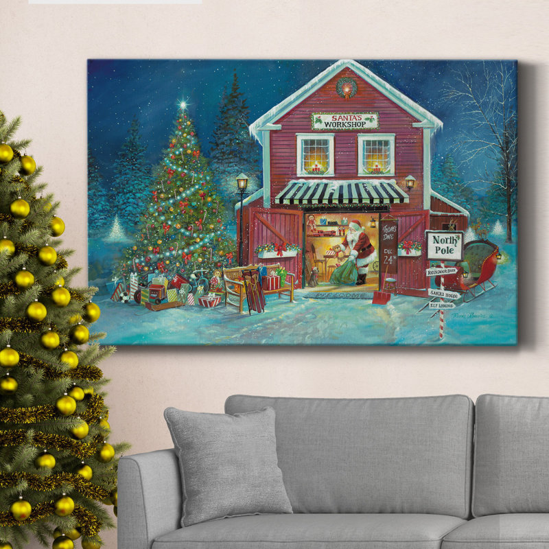 Toile tendue avec châssis de la meilleure qualité du Père Noël, H 12 po x l 8 po x P 1 po