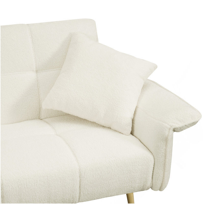 70.1 "Futon Sofa Bed, Convertible Double Sofa Bed With Folding Armres For Living Rooms And Small Spaces, Beige