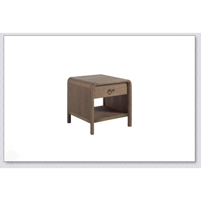Table de bout avec rangement Waterfall - Latte, design moderne et rangement fonctionnel pour les salons et les chambres